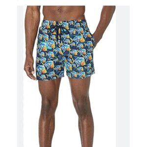 Vilebrequin Swim Shorts Mens 2XL Blue Piranha Print Lined Moorea Recycled Fiber